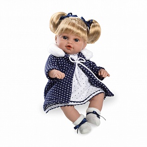 Мягкая кукла из серии Arias Elegance в синем пальто, с соской, смеется, 33 см. (Arias, Т11087)